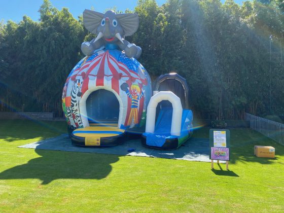 Disco Elefant Hüpfburg mit Musik mieten